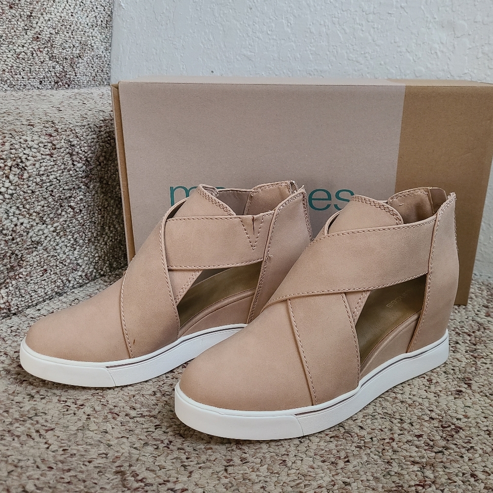 Taupe Wedge Cut-out Booties